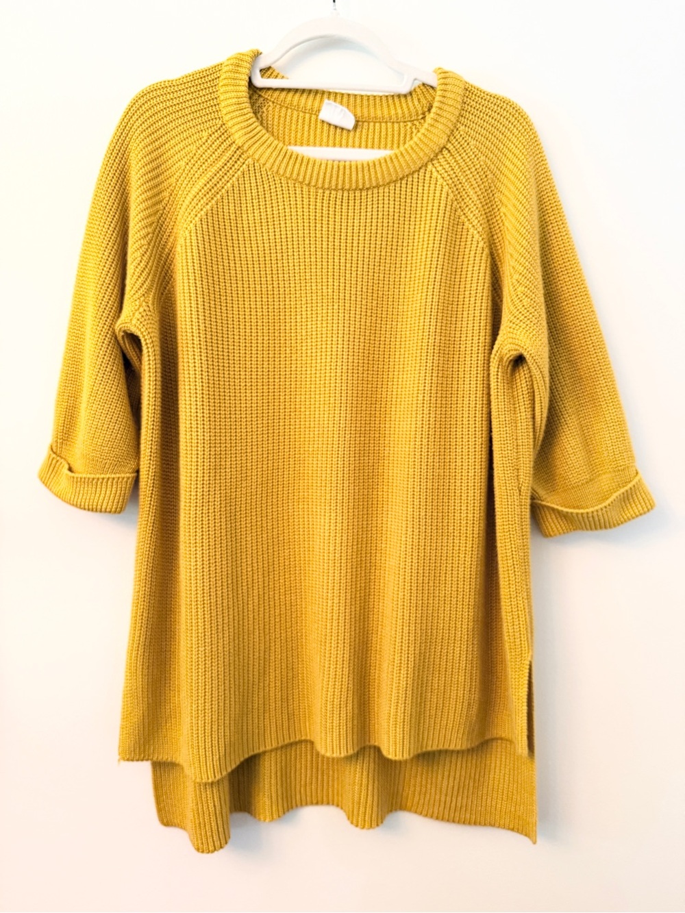 Mote Mustard Yellow Oversized Knit Tunic Sweater Size Medium